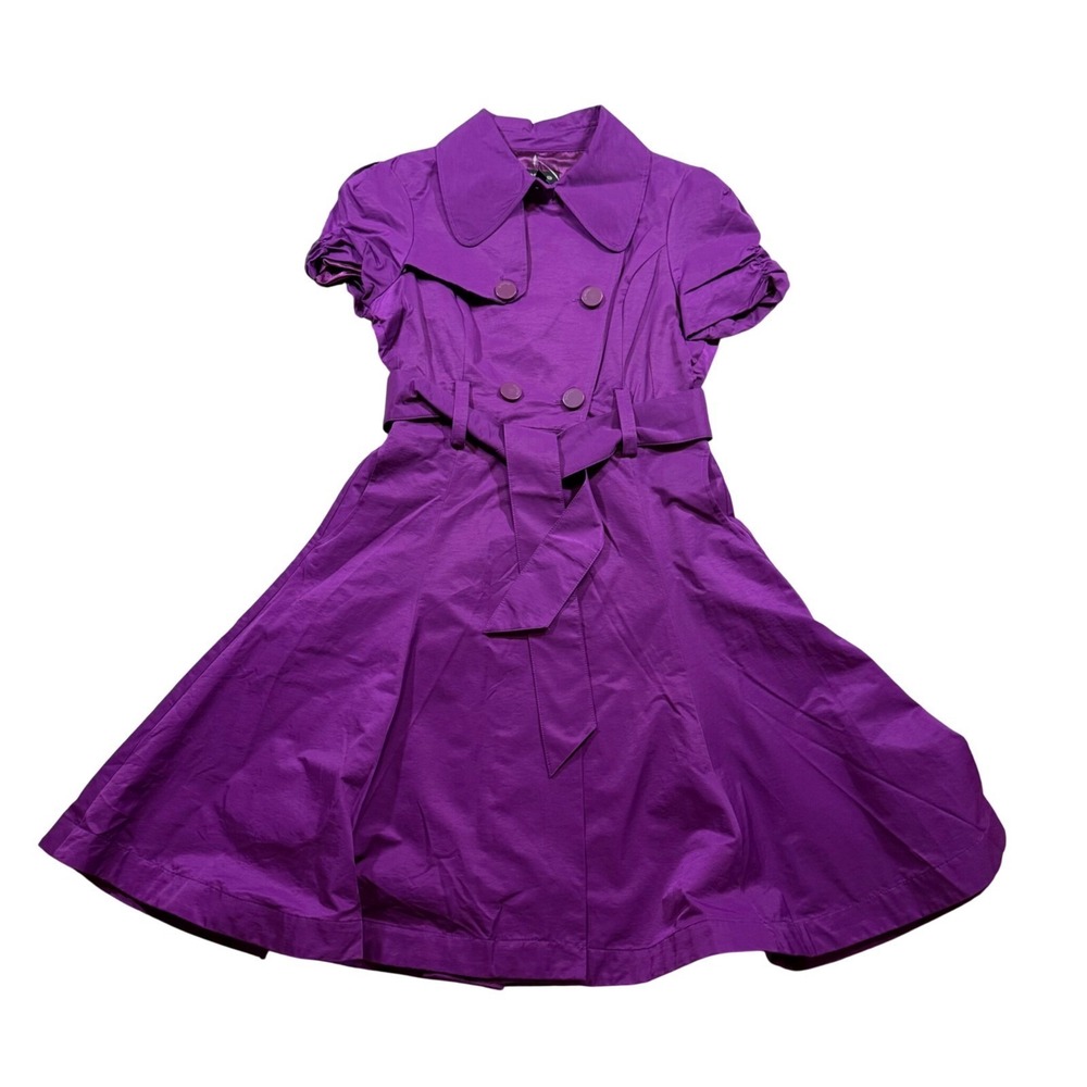 Vintage‎ Bebe Purple Belted Trench Dress Academia Quiet Luxury Preppy S